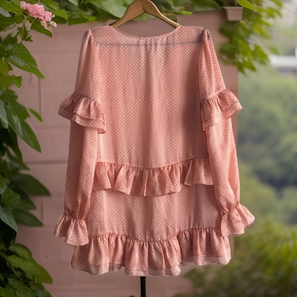 Tularosa Darla Dress Pink Polka Dot Long Sleeve Mini Size Small - Picture 5 of 5